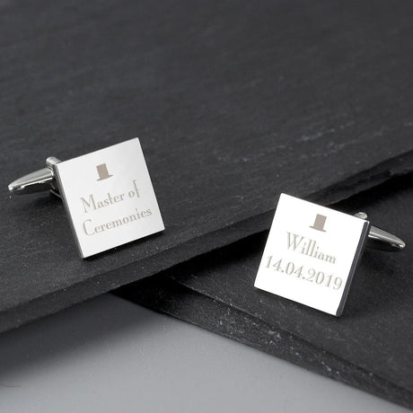 Personalised Square Cufflinks for Weddings: 3 - Cufflinks & Tie Slides By Gift Moments