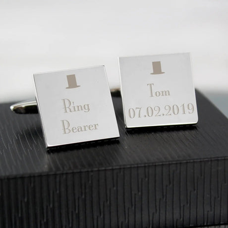 Personalised Square Cufflinks for Weddings: 1 - Cufflinks & Tie Slides By Gift Moments