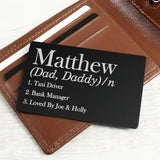 Personalised Definition Black Wallet Card: 2 - Wallet Cards By Gift Moments