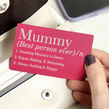 Personalised Definition Cerise Wallet Card: 3 - Wallet Cards By Gift Moments