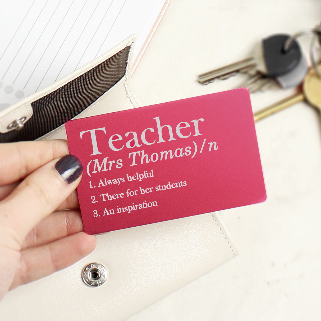 Personalised Definition Cerise Wallet Card: 2 - Wallet Cards By Gift Moments