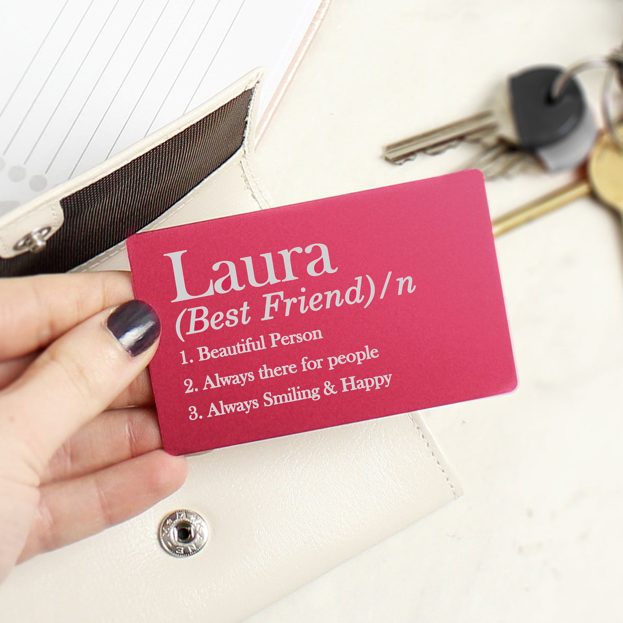 Personalised Definition Cerise Wallet Card: 1 - Wallet Cards By Gift Moments