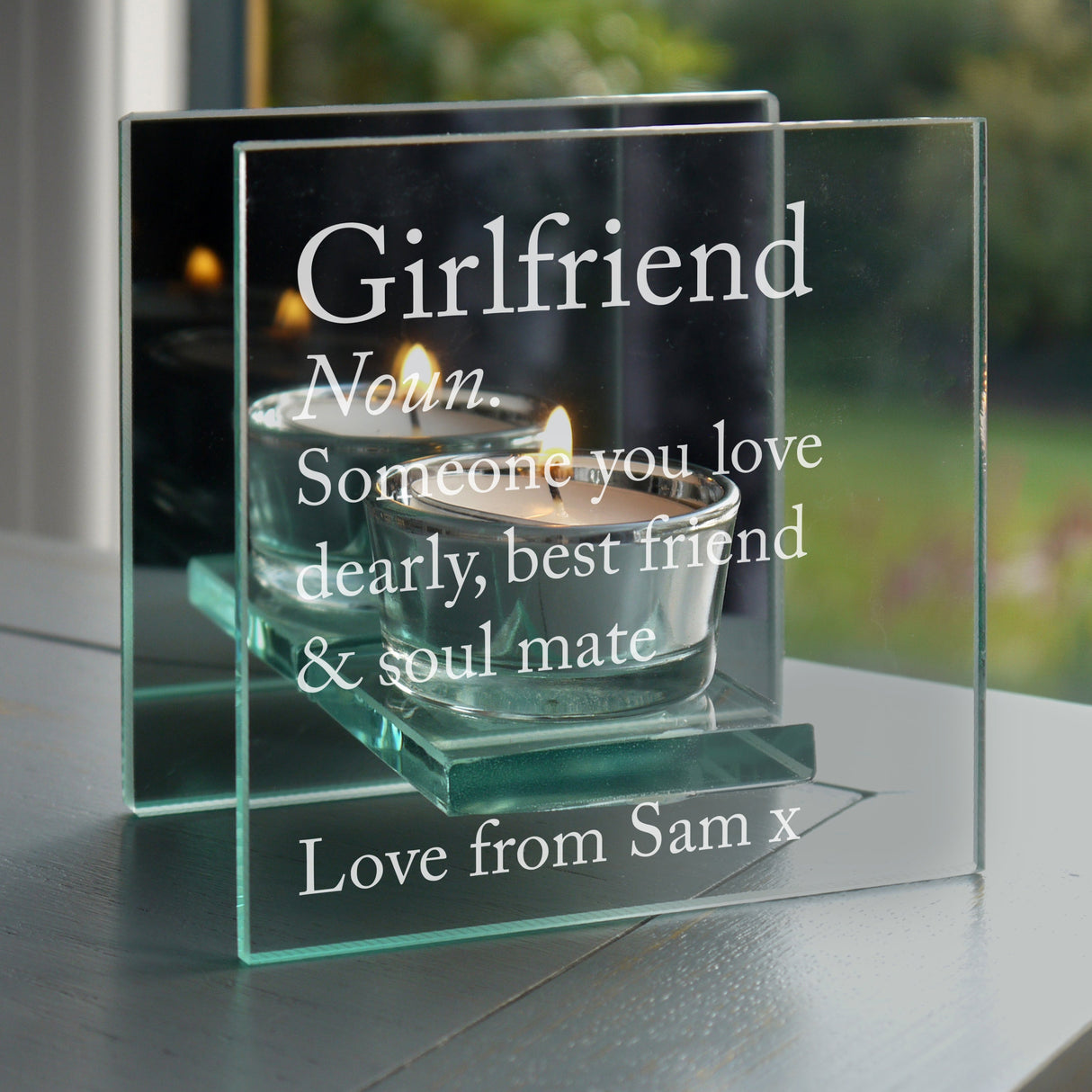 Personalised Mirrored Glass Tea Light Holder: 1 - Candle Holders By Gift Moments