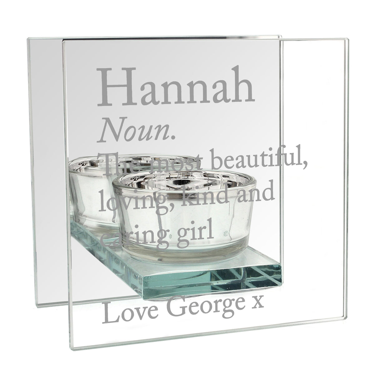 Personalised Mirrored Glass Tea Light Holder: 6 - Candle Holders By Gift Moments