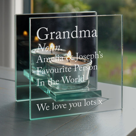 Personalised Mirrored Glass Tea Light Holder: 4 - Candle Holders By Gift Moments