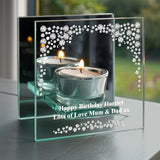 Personalised Diamante Effect Glass Tea Light Holder: 1 - Candle Holders By Gift Moments