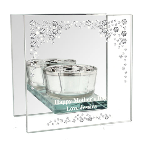 Personalised Diamante Effect Glass Tea Light Holder: 5 - Candle Holders By Gift Moments