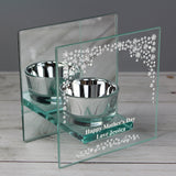 Personalised Diamante Effect Glass Tea Light Holder: 2 - Candle Holders By Gift Moments