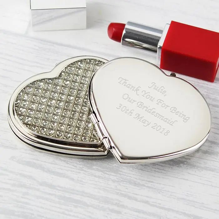 Personalised Diamante Heart Compact Mirror: 2 - Compact Mirrors By Gift Moments