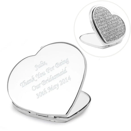 Personalised Diamante Heart Compact Mirror: 7 - Compact Mirrors By Gift Moments