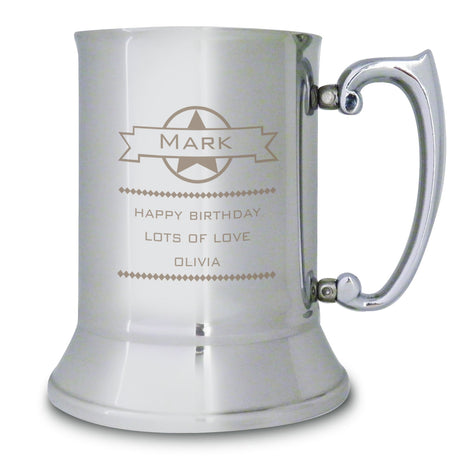 Personalised Diamond Stainless Steel Tankard: 2 - Tankards By Gift Moments