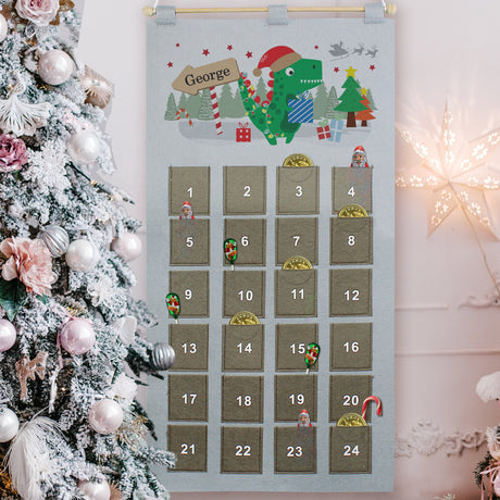 Personalised Dinosaur Felt Advent Calendar: 3 - Advent Calendars By Gift Moments