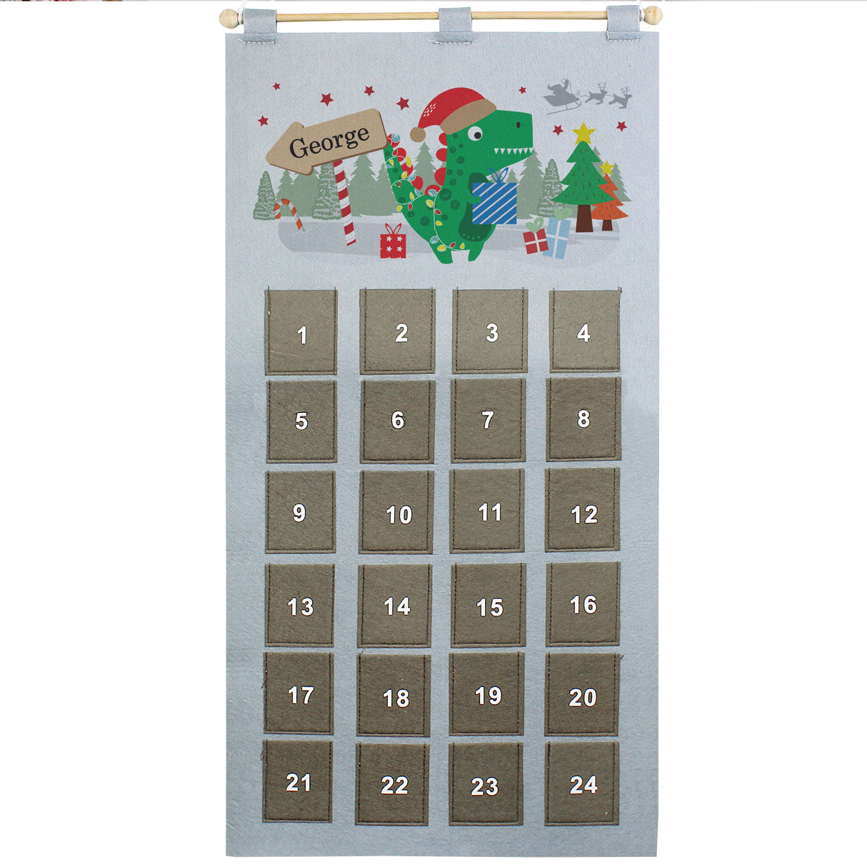 Personalised Dinosaur Felt Advent Calendar: 5 - Advent Calendars By Gift Moments