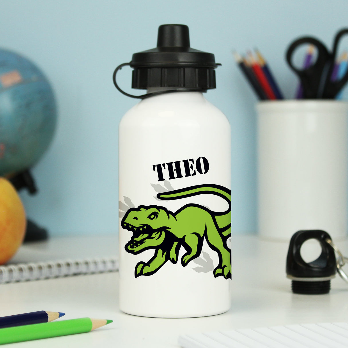 Personalised Dinosaur Drinks Bottle 400ml: 4 - Kids Bottles By Gift Moments