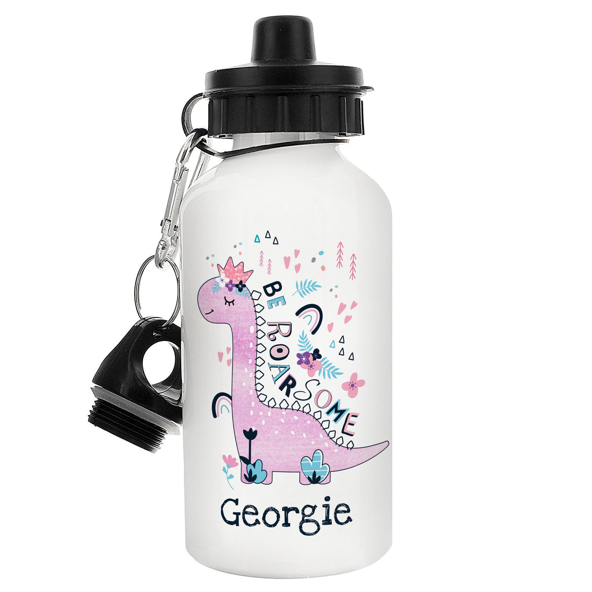 Personalised Dinosaur Drinks Bottle 400ml: 5 - Kids Bottles By Gift Moments