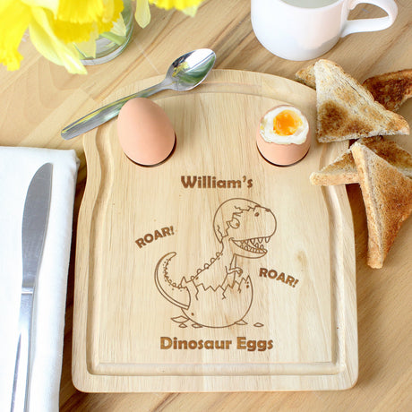 Personalised Dinosaur Egg & Toast Board: 2 - Egg Cups By Gift Moments