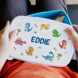 Personalised Blue Dinosaur Name Lunch Box: 3 - Lunch Boxes & Bags By Gift Moments