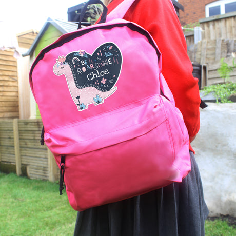 Personalised Pink Dinosaur Backpack: 2 - Kids Bags By Gift Moments