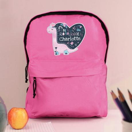 Personalised Pink Dinosaur Backpack: 1 - Kids Bags By Gift Moments