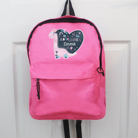 Personalised Pink Dinosaur Backpack: 4 - Kids Bags By Gift Moments