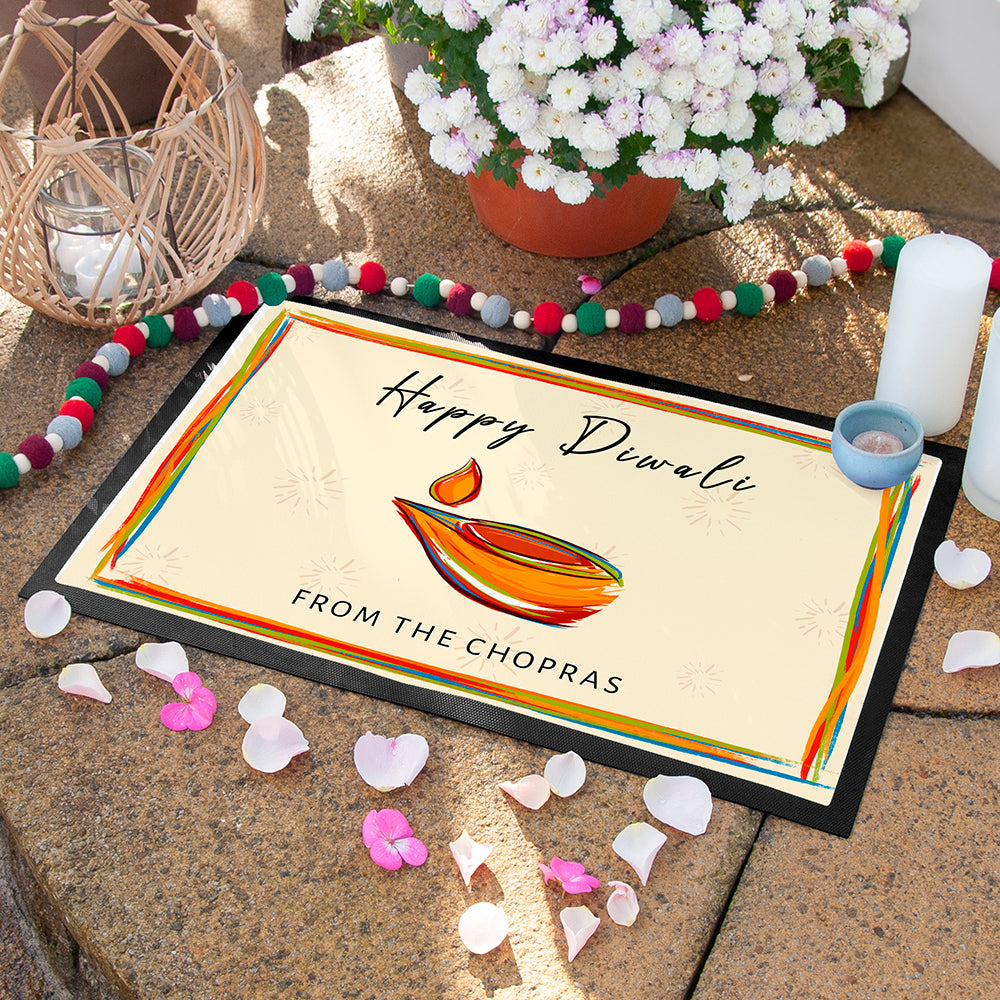 Personalised Diwali Colourful Light Doormat: 1 - Doormats By Gift Moments