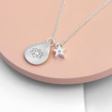 Personalised Diwali Lotus Pendant Necklace: 5 - Silver - Necklaces By Gift Moments