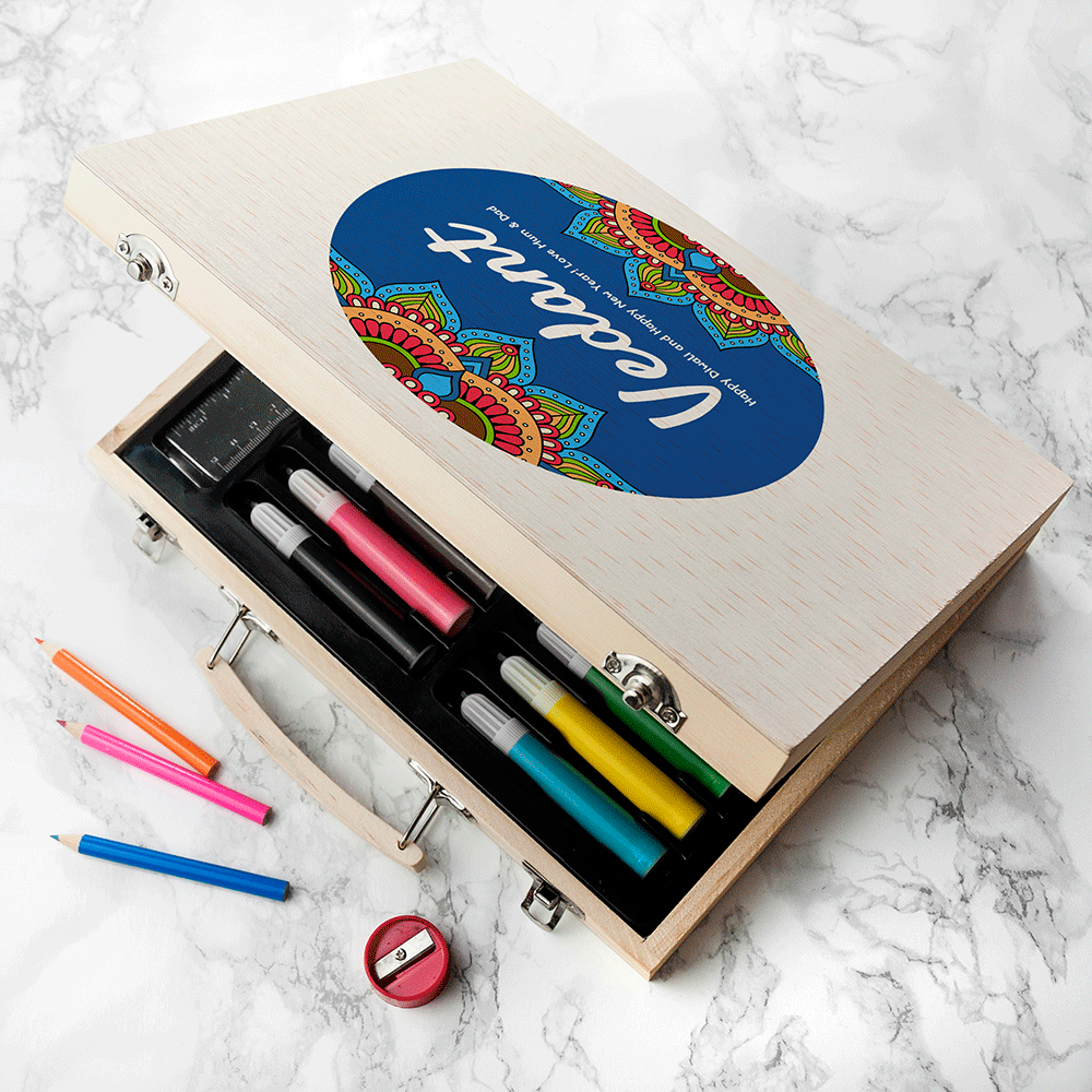 Personalised Diwali Rangoli Colouring Sets Blue - Pencil Cases & Sets at Gift Moments