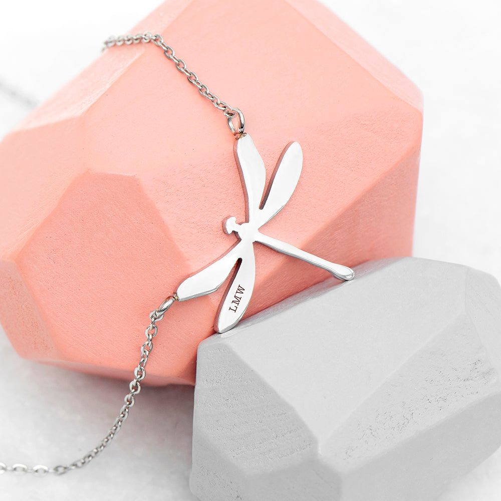 Personalised Silver Dragonfly Necklace: 3 - Necklaces By Gift Moments