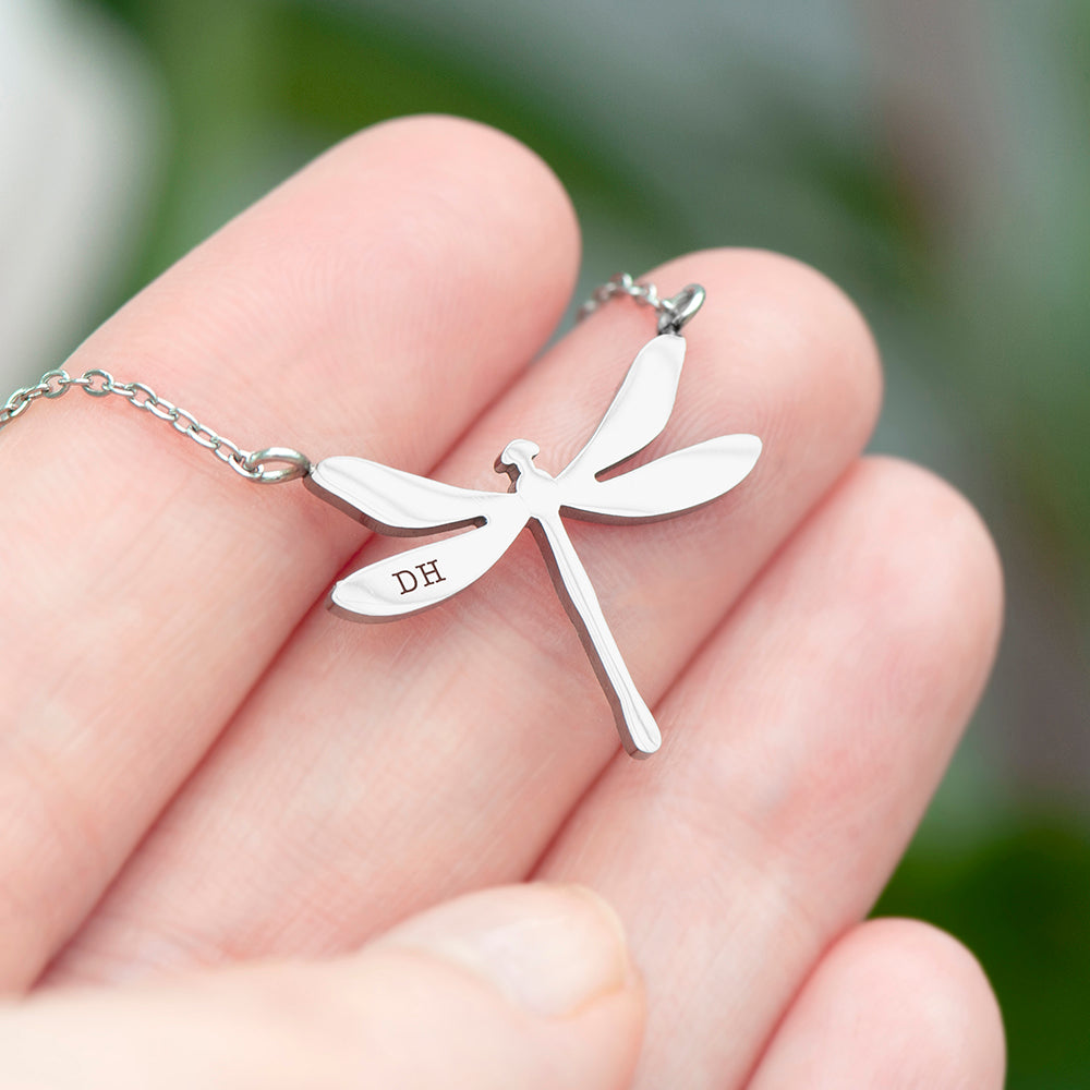 Personalised Silver Dragonfly Necklace: 1 - Necklaces By Gift Moments