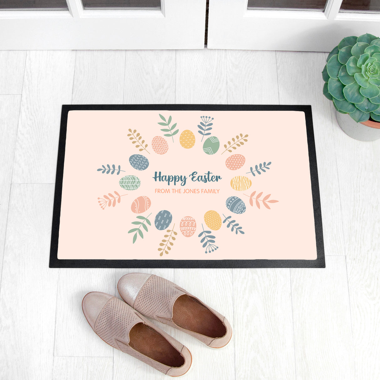 Personalised Easter Egg Wreath Indoor Doormat Default Title - Doormats at Gift Moments