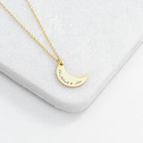 Personalised Crescent Moon Eid Mubarak Necklace: 4 - Gold - Necklaces By Gift Moments