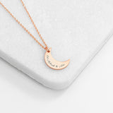 Personalised Crescent Moon Eid Mubarak Necklace: 6 - Rose Gold - Necklaces By Gift Moments