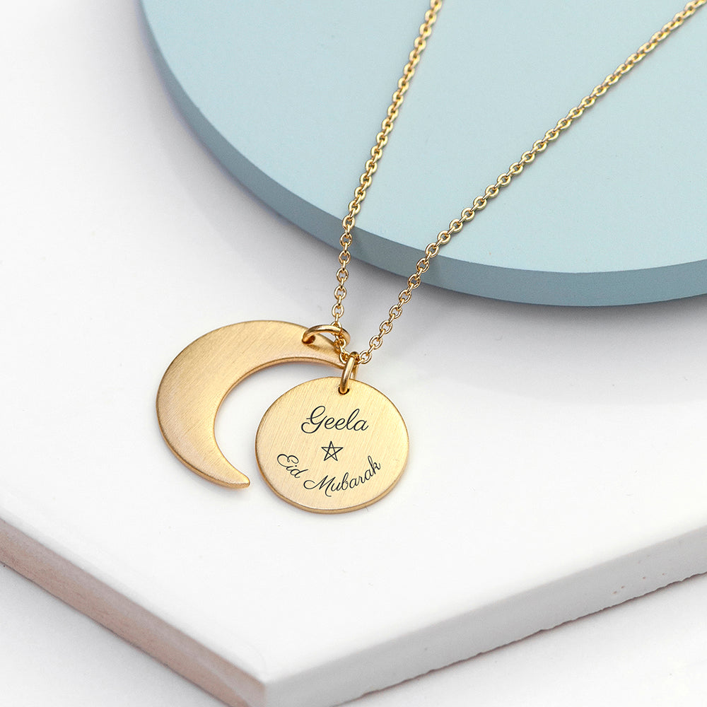 Personalised Eid Mubarak Moon and Sun Necklace: 1 - Necklaces By Gift Moments