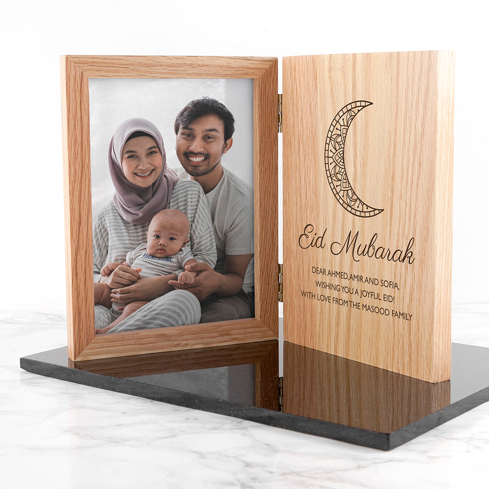 Personalised Oak Book Eid Mubarak Photo Frame: 1 - Photo Frames By Gift Moments