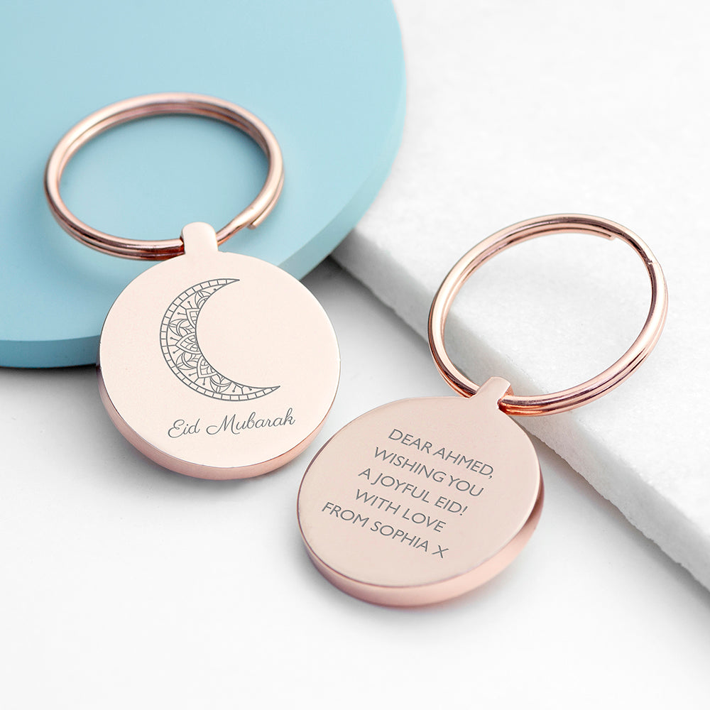 Personalised Eid Mubarak Keyring: 3 - Rose Gold - Keyrings By Gift Moments