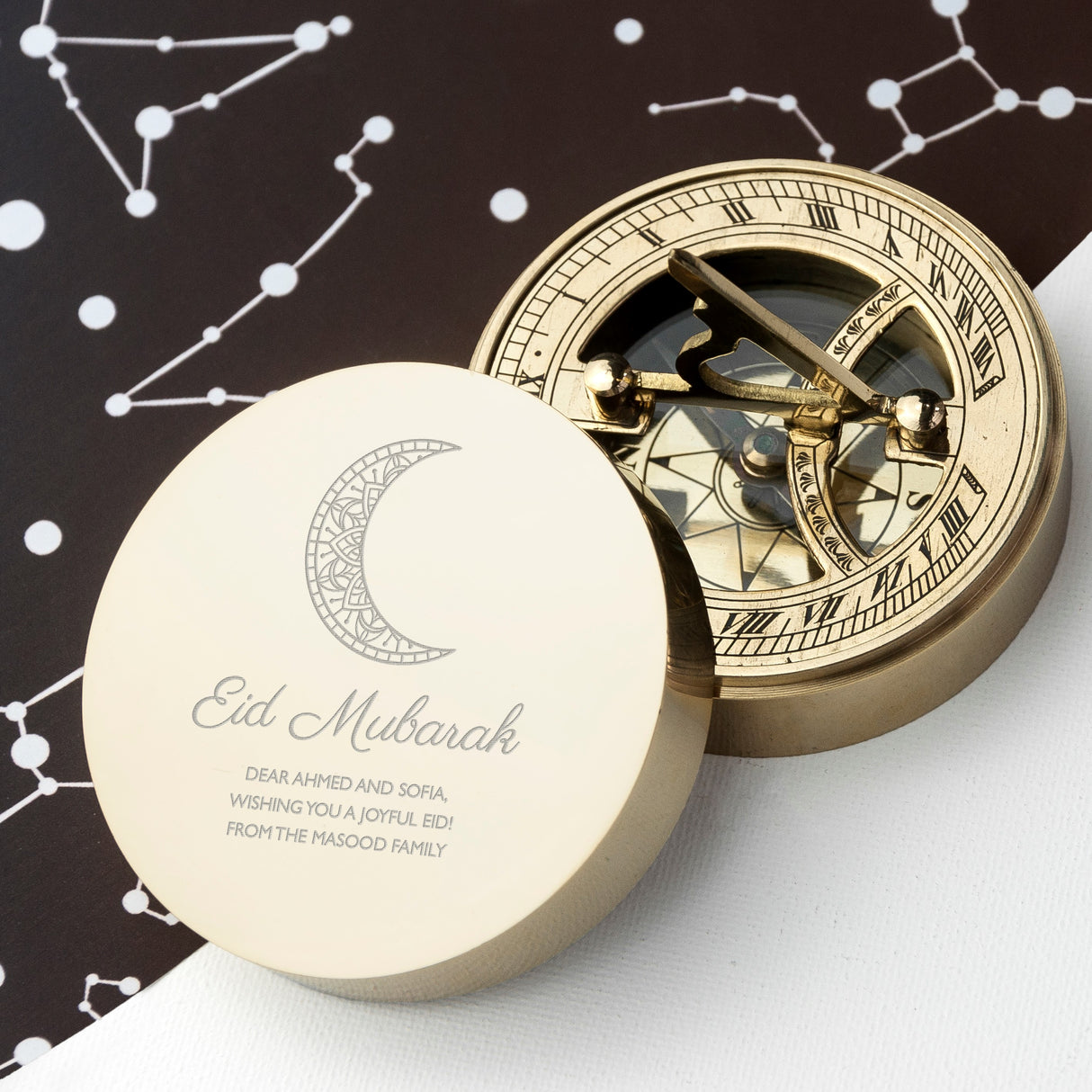 Personalised Eid Mubarak Sundial Compass: 1 - Compasses By Gift Moments