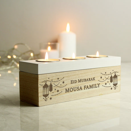 Personalised Triple Tea Light Holder Box: 3 - Candle Holders By Gift Moments