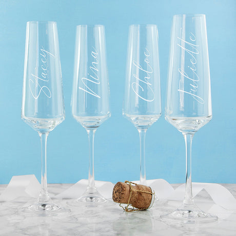 Personalised Elegance Champagne Flute Gift: 5 - Champagne Flutes By Gift Moments