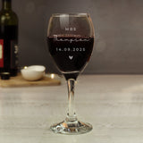 Personalised Elegant Heart Wine Glass: 3 - Wine Glasses By Gift Moments