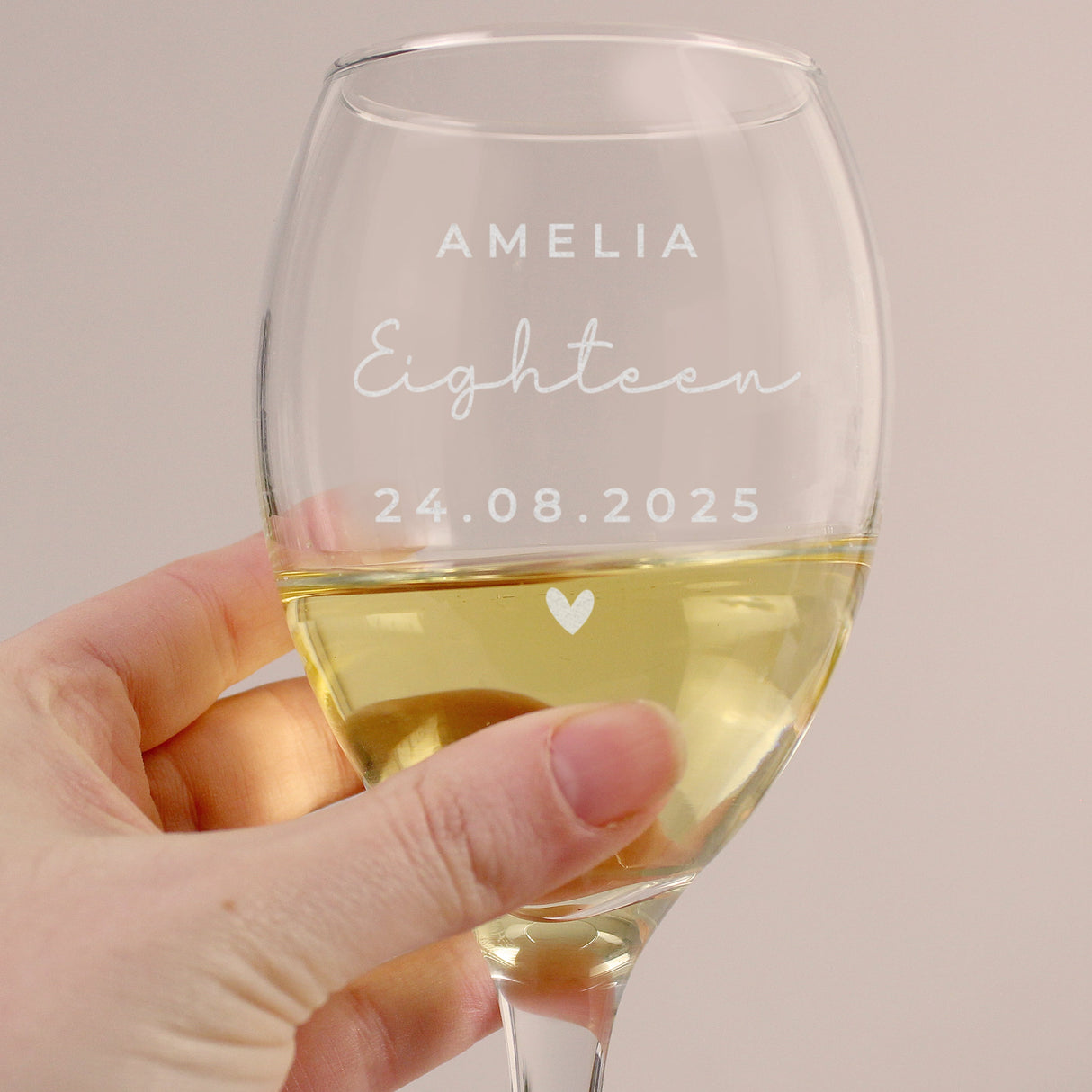 Personalised Elegant Heart Wine Glass: 6 - Wine Glasses By Gift Moments