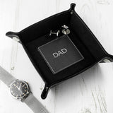 Personalised Luxury Leather Valet Tray: 6 - Silver Foil Debossed / Black - Storage By Gift Moments