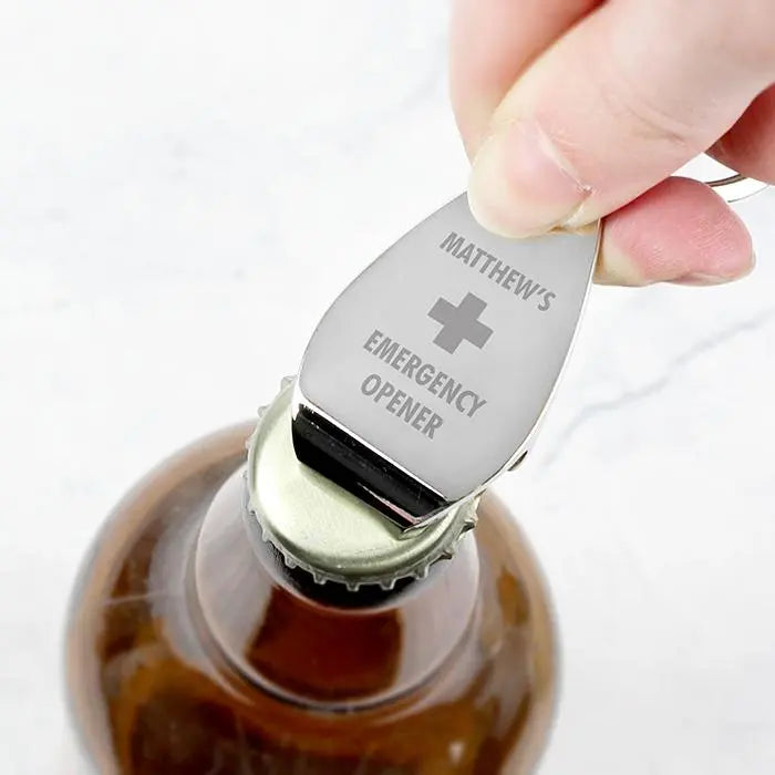 Personalised Emergency Bottle Opener Keyring: 1 - Barware By Gift Moments