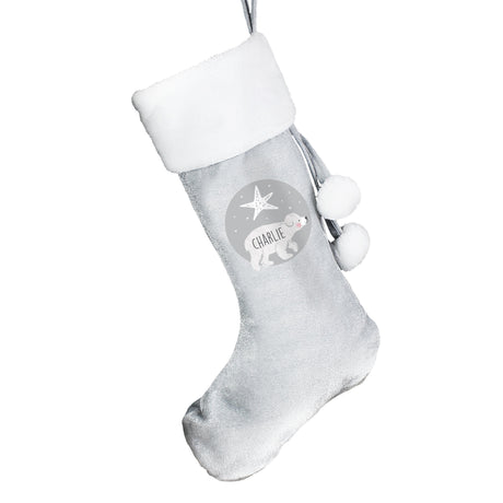 Personalised Silver Grey Polar Bear Stockings: 9 - Christmas Stockings By Gift Moments