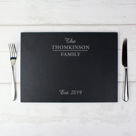 Personalised Family Slate Placemat: 3 - Placemats By Gift Moments