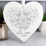 Personalised Family Tree Wooden Heart Decoration: 3 - Decorations By Gift Moments