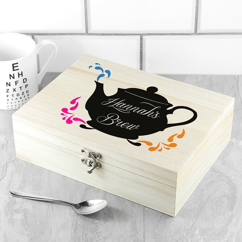 Personalised Wooden Tea Box with Pukka Selection: 1 - Tea Boxes By Gift Moments