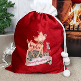 Personalised Festive Fawn Luxury Red Sack: 1 - Christmas Sacks By Gift Moments