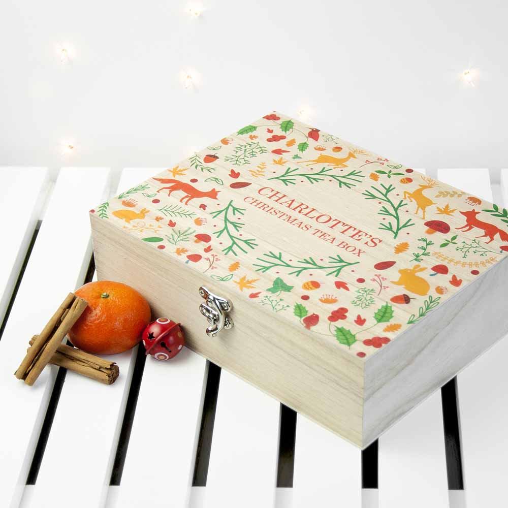 Festive Woodland Personalised Tea Box: 1 - Tea Boxes By Gift Moments