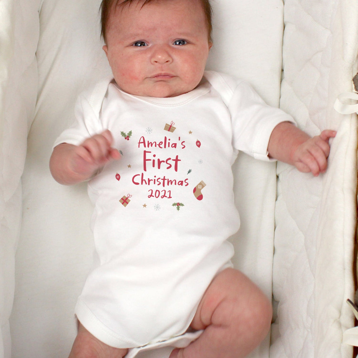 Personalised First Christmas Baby Vest 0-3 Months: 2 - Baby Clothing By Gift Moments