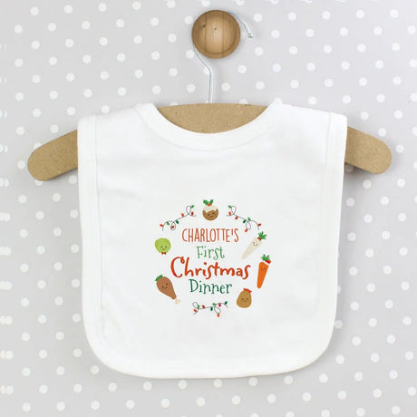 Personalised First Christmas Dinner Bib: 2 - Baby Clothing By Gift Moments